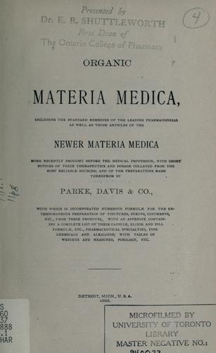 Cover for Organic materia medica