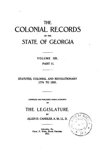 Cover for Statutes enacted by the royal legislature of Georgia from its first session in 1754 to 1768
