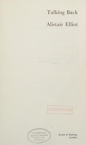 Cover for Talking back