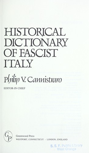 Cover for Historical dictionary of Fascist Italy