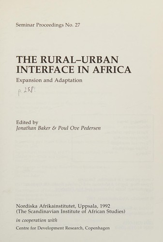 Cover for The Rural-urban interface in Africa