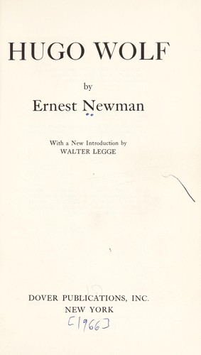 Cover for Hugo Wolf.