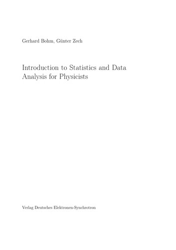 Cover for Introduction to statistics and data analysis for physicists