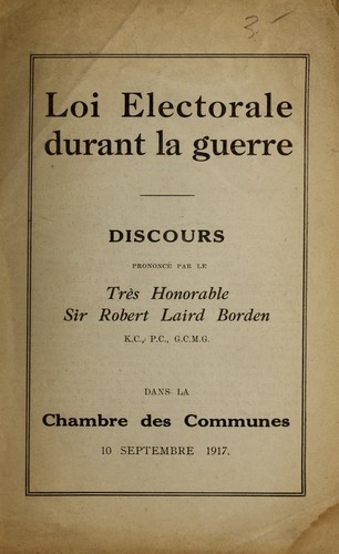 Cover for Loi électorale durant la guerre
