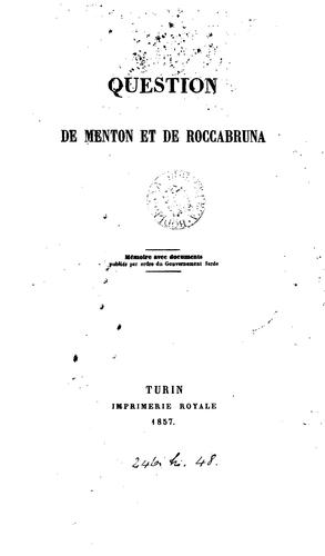 Cover for Question de Menton et de Roccabruna
