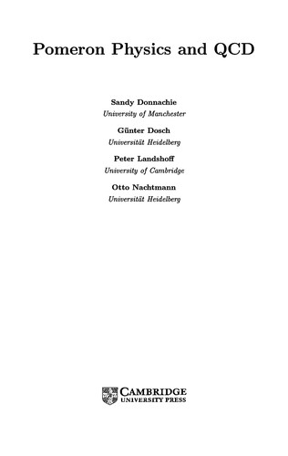 Cover for Pomeron physics and QCD