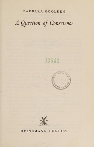 Cover for A question of conscience