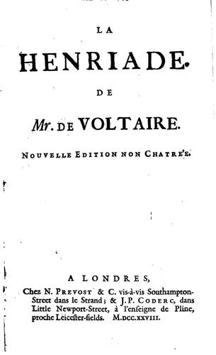 Cover for La Henriade.
