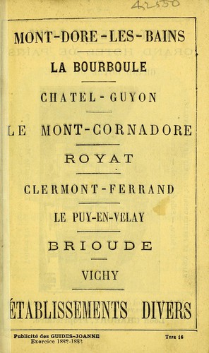 Cover for Le Mont-Dore et les eaux minérales d'Auvergne