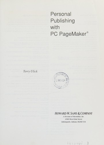 Cover for Personal publishing with PC PageMaker