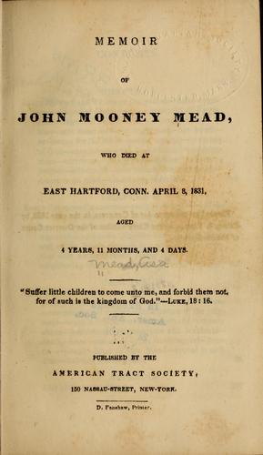 Cover for Memoir of John Mooney Mead