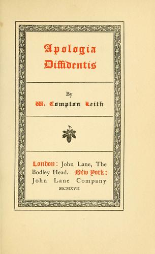 Cover for Apologia diffidentis