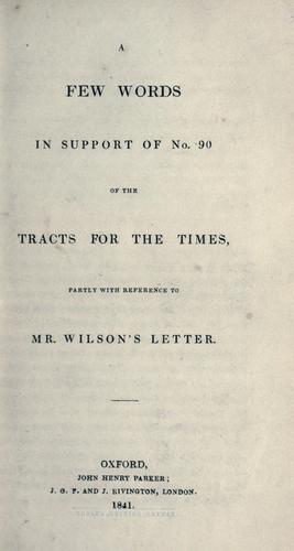 Cover for few words in support of no. 90 of the Tracts for the times