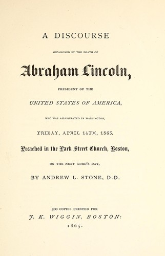 Cover for A discourse occasioned by the death of Abraham Lincoln