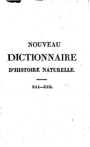 Cover for Nouveau dictionnaire d'histoire naturelle: appliquée aux arts, à l ...