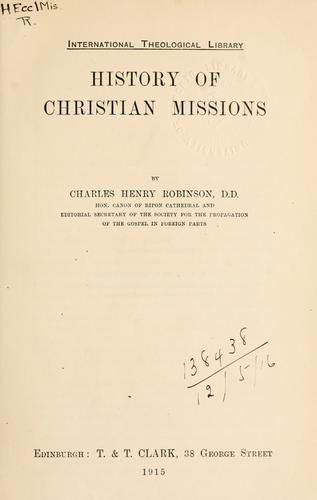 Cover for History of Christian missions.