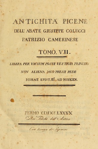 Cover for Delle antichità Picene