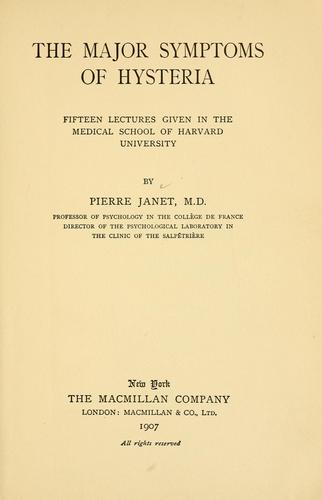 Cover for The major symptoms of hysteria