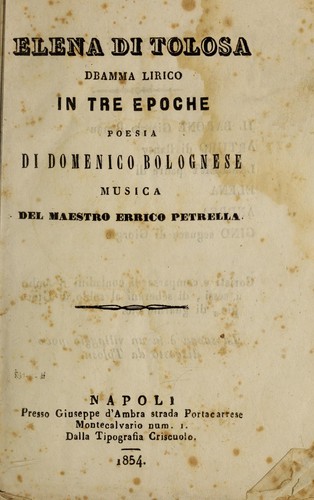 Cover for Elena di Tolosa
