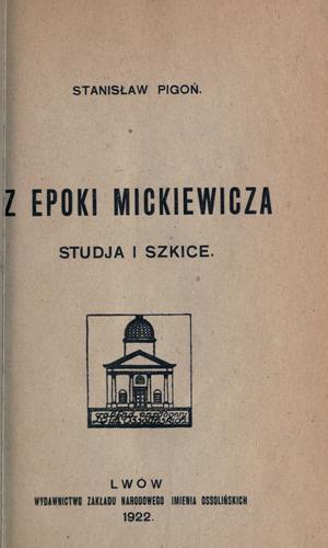 Cover for Z epoki Mickiewicza