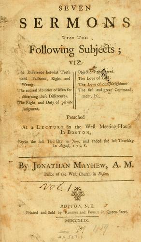 Cover for Seven sermons upon the following subjects ...