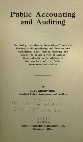 Cover for Public accounting and auditing...