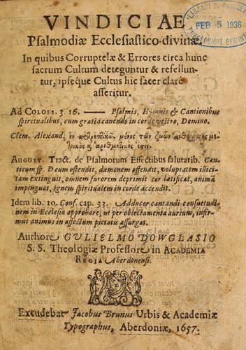 Cover for Vindiciae psalmodiae ecclesiastico-divinae