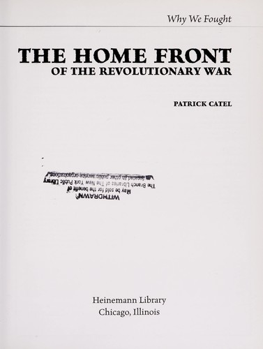 Cover for The home front of the Revolutionary War