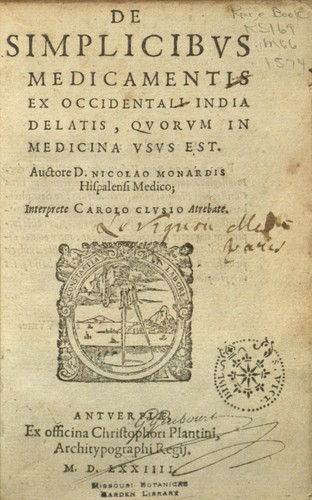 Cover for De simplicibus medicamentis ex occidentali India delatis quorum in medicina usus est