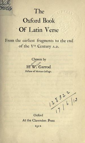 Cover for The Oxford book of Latin verse