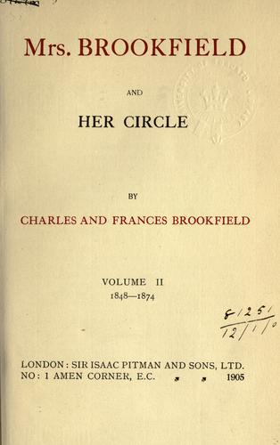 Cover for Mrs. Brookfield and her circle