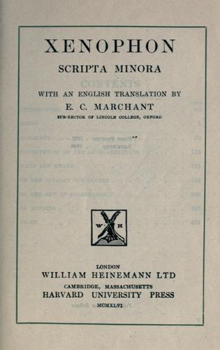 Cover for Scripta minora, with an English translation by E.C. Marchant
