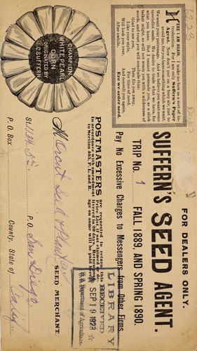 Cover for Suffern's seeds agent