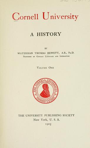 Cover for Cornell University, a history
