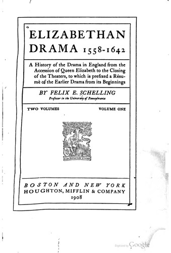 Cover for Elizabethan drama, 1558-1642