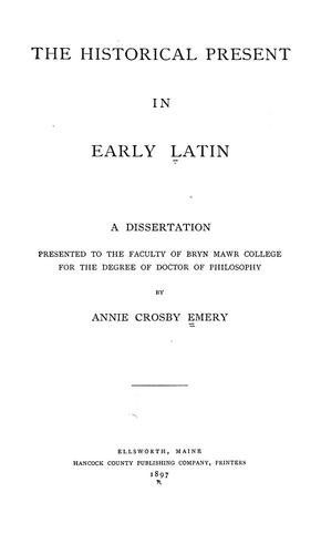 Cover for The historical present in early Latin