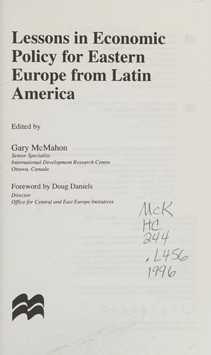 Cover for Lessons in economic policy for Eastern Europe from Latin America