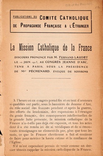 Cover for La mission catholique de la France
