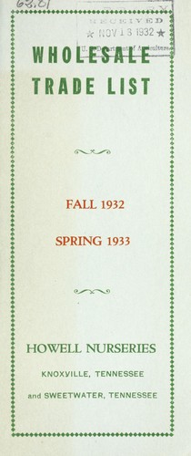 Cover for Wholesale trade list, fall 1932 spring 1933