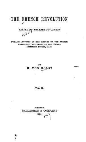 Cover for The French revolution tested by Mirabeau's career