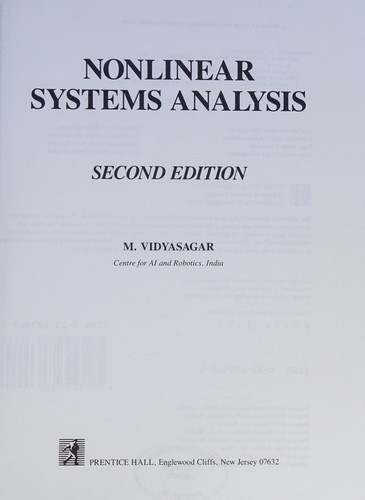 Cover for Nonlinear systems analysis