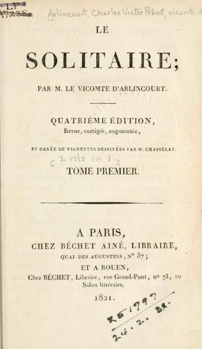 Cover for Le solitaire.
