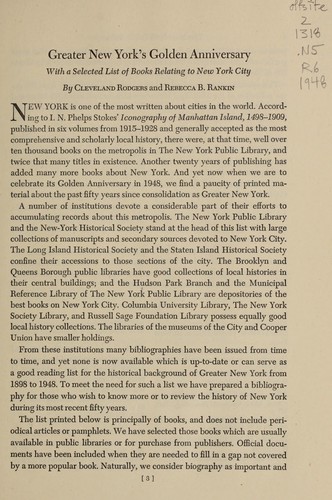 Cover for Greater New York's golden anniversary