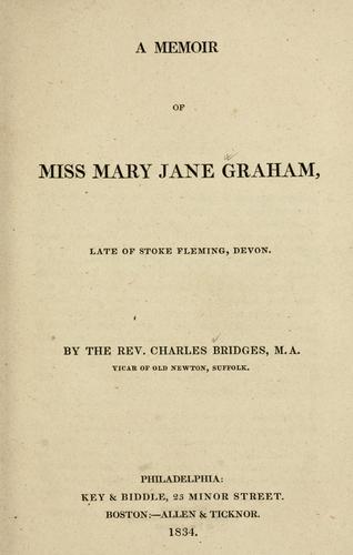 Cover for A memoir of Miss Mary Jane Graham