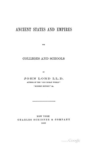 Cover for Ancient States and Empires, for Colleges and Schools