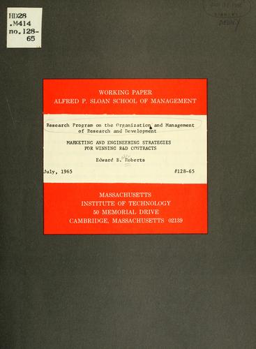 Cover for Marketing and engineering strategies for winning R & D contracts.