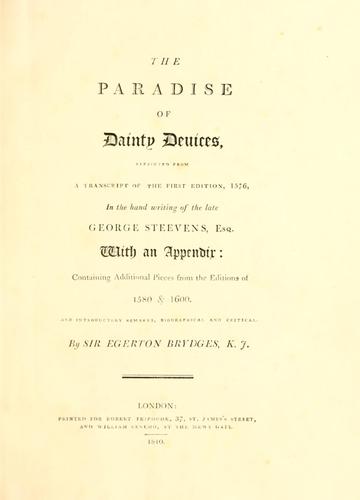 Cover for The paradise of dainty deuices
