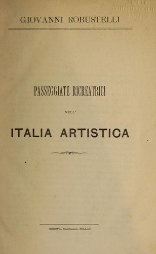 Cover for Passeggiate ricreatrici nell'Italia artistica