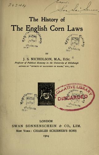 Cover for The history of the English corn laws
