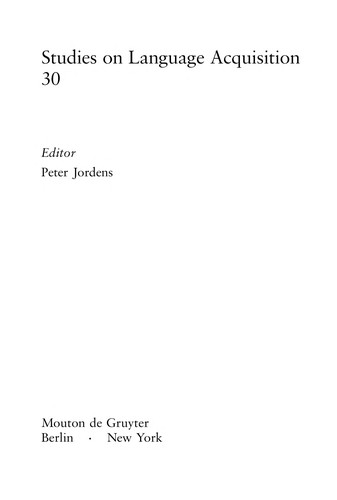 Cover for Development of nominal inflection in first language acquisition